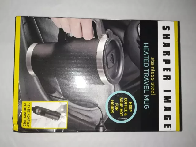 sharper image stainless steel heated travel mug