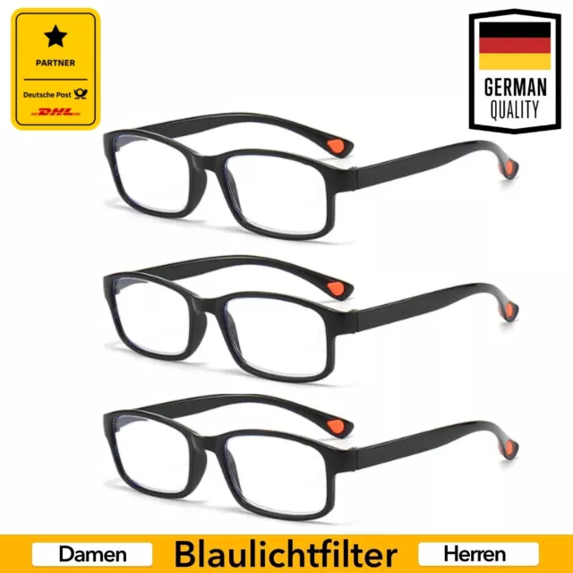 3x Lesebrille mit Blaulichtfilter Lesehilfe Sehhilfe 1,0 bis 4,0 Damen Herren