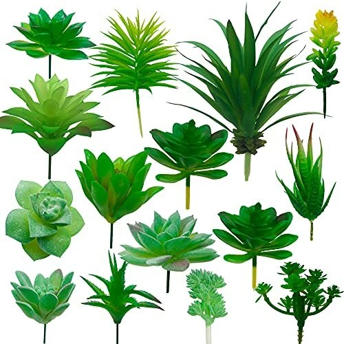 Cayway 15 PCS Artificielles Plantes Succulentes Verte Succulentes Artificiell...
