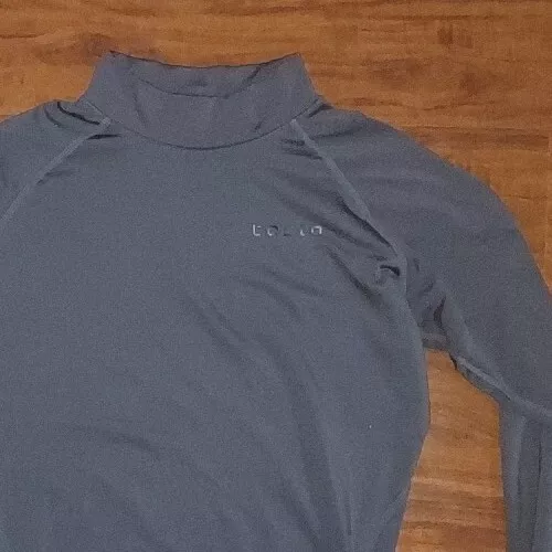 Tesla Men's Large Solid Black Stretch Mock Neck Performance Long Sleeve Shirt