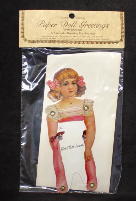 Four (4) Different Turn- Of-The-Century Reproduced Girl Paper Doll Greetings 3