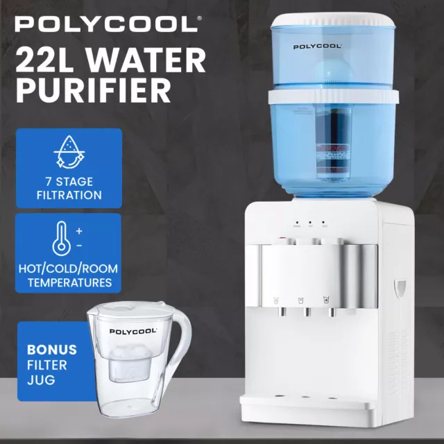 POLYCOOL 22L Water Filter Dispenser Cooler Purifier Benchtop Hot Cold Machine