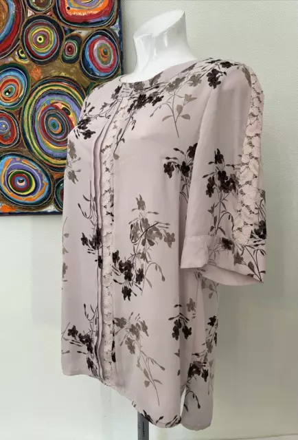 Tunica con etichette NEXT - Top a 3/4 maniche rosa pallido floreale floreale a 3/4 maniche - UK 12 EU 40