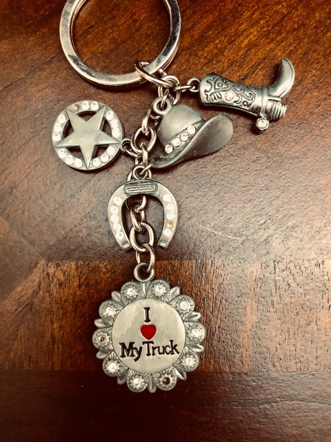 Western Key Ring  I Love My Truck With Cowboy Boot Hat Horseshoe Star