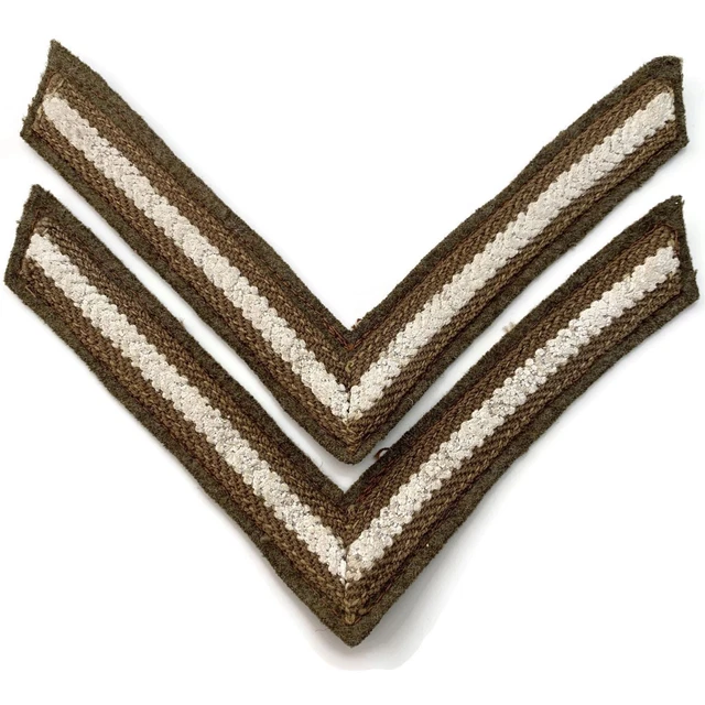 thumbnail image 2 of Genuine WW2 British Army Rank Stripe Chevron Pair - Lance Corporal, 1920-1953 Era 2 of 3
