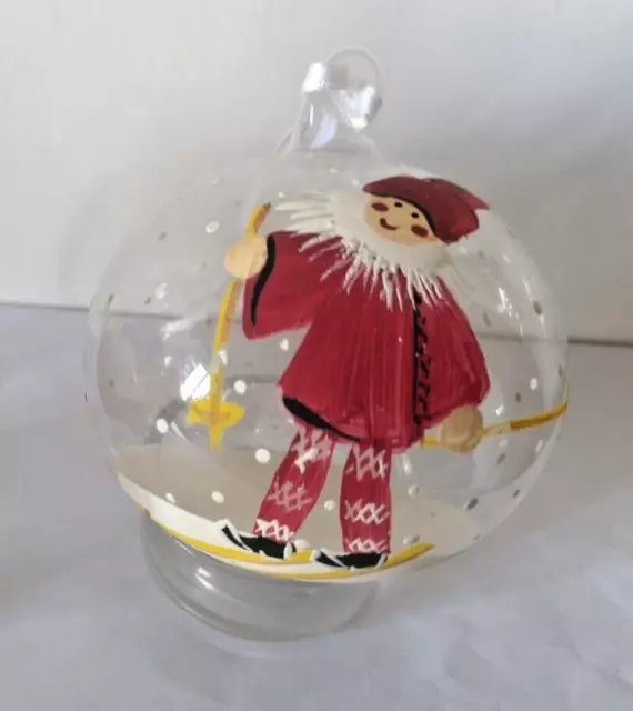 Palline Albero di Natale. 5 Palline Vetro Soffiato trasparente 6 cm VINTAGE