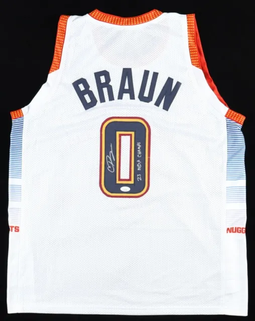 Christian Braun Signed Denver Nuggets Jersey Inscribed "23 NBA Champs" (JSA COA)