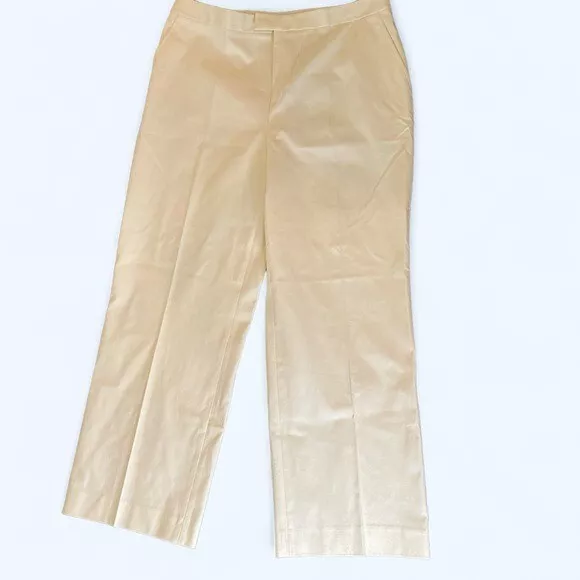 Ellen Tracy New cotton wide leg casual dress pants, ivory, size 16, quiet luxury
