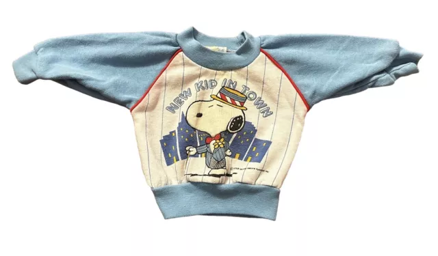 Vintage Snoopy Peanuts New Kid in Town Sweatshirt Newborn Kids 6/9 Months