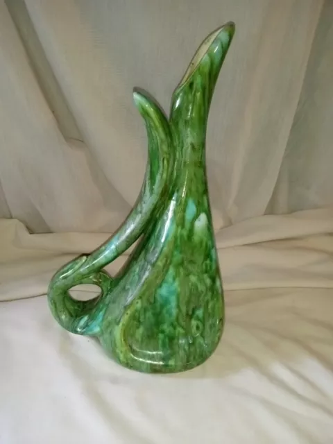 MCM Green Drip Vase 13 In. Tall Nice Lines