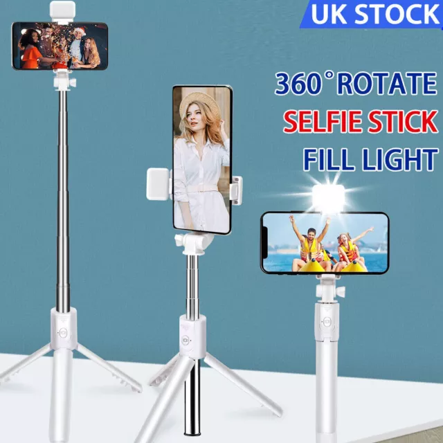 Remote Selfie Stick Tripod with Fill Light Phone Desktop Stand Holder Universal