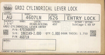 Yale Au4607ln X 626 Lever Lockset,Mechanical,Entrance