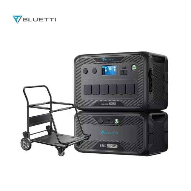 BLUETTI Solar Generator  AC300+B300 erweiterte Batterie 3000W/3072Wh+Trolley