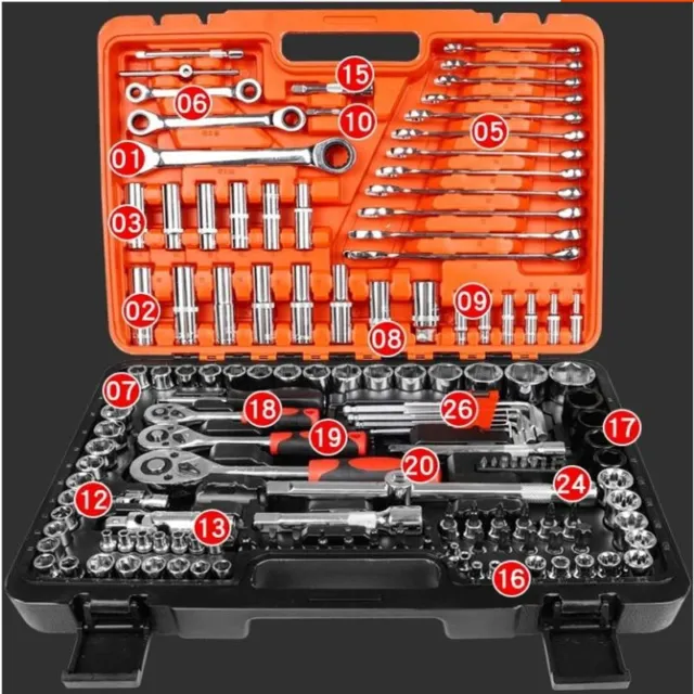 150pcs Car Repair Kit Combination Package Manual Tool Kit with Plastic Toolbox