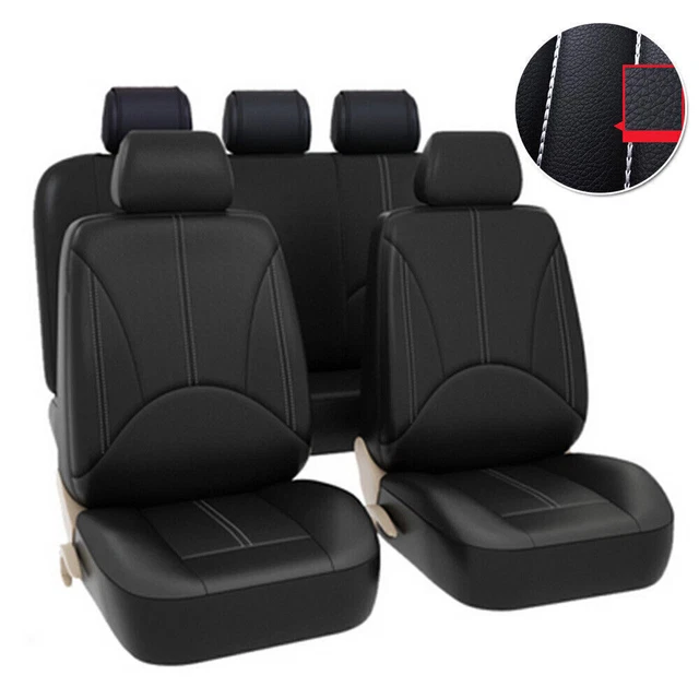 Set Coprisedili Auto 5 Nero Premium Pelle Universale per Auto Berlina SUV Camion