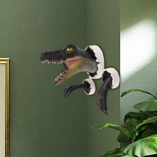 Sculpture Tête De Dinosaure 3D Pour Chambre Enfant - Décoration Murale Colorée
