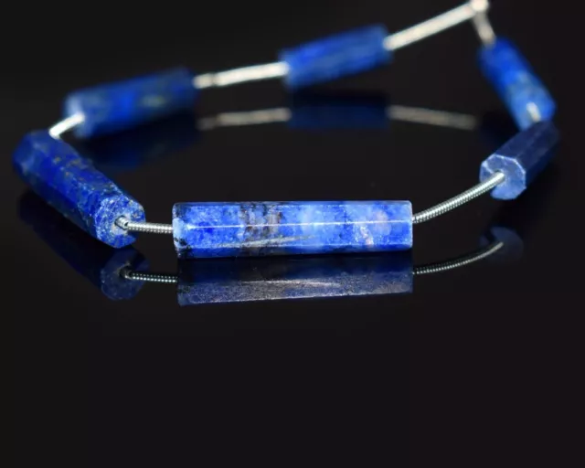 Perles en vrac de pierres précieuses en forme de tube à facettes AAA Lapis...
