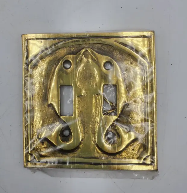 Heavy Solid Brass Light Switch Plate Cover vintage Double Dolphin Nautical New