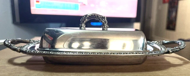 Vintage English Silver Mfg. Co. Covered Butter Dish Antique