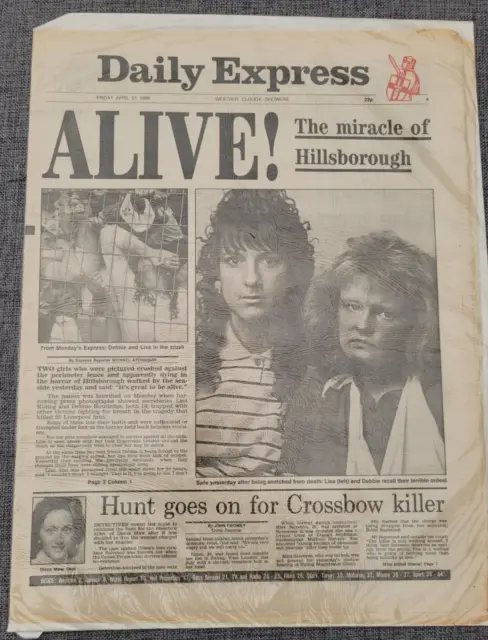 Daily Express Lebendiges Wunder Von Hillsborough Liverpool Zeitung 21. April 1989