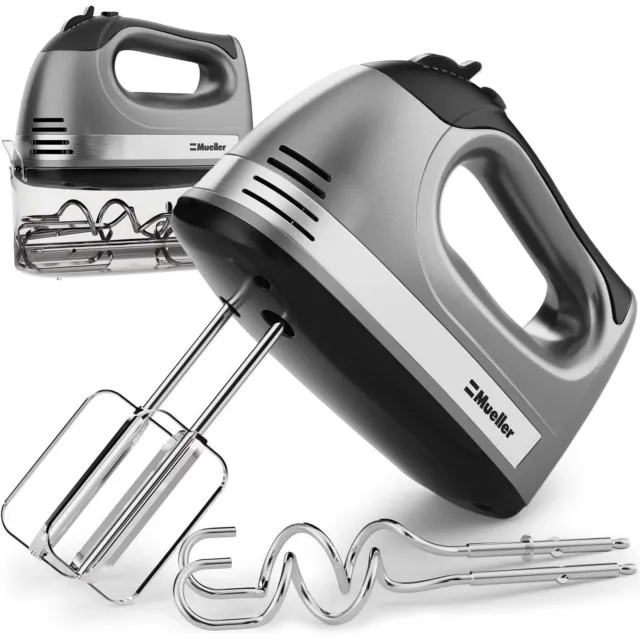 Mueller Electric Hand Mixer, 5 Speed 250W Turbo with Snap-on Storage Case