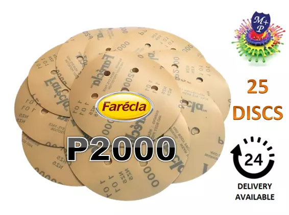 FARECLA P2000 film abrasive GRIP discs 150mm Pack (25) 6" Sanding