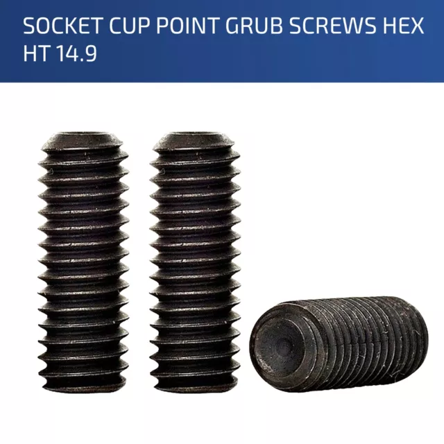 M4 M5 M6 M8 M10 Socket Cup Point Grub Screws Hex Allen Set Screws 14.9 Black