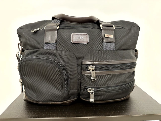 Tumi Alpha Bravo Andersen Slim Commuter Bag Briefcase Black w/Brown Leather Trim