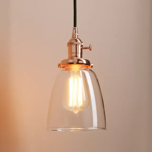 5.7" Bell Glass Shade Vintage Industrial Ceiling Pendant Light Retro Loft Lamp 3
