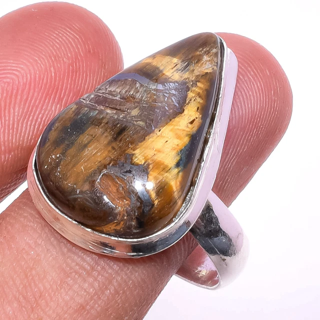 Tiger Eye Gemstone 925 Sterling Silver Jewelry Ring Size 8.5