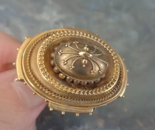 Super Viktorianisch 15ct Gold Sweetheart Brosche/Trauer Haar Brosche C.1880/90