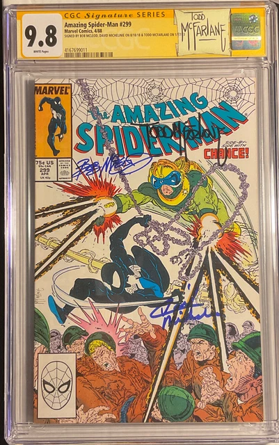 Amazing SpiderMan 299 CGC 9.8 SS sign TODD MCFARLANE Dave Michelinie & McLeod NM