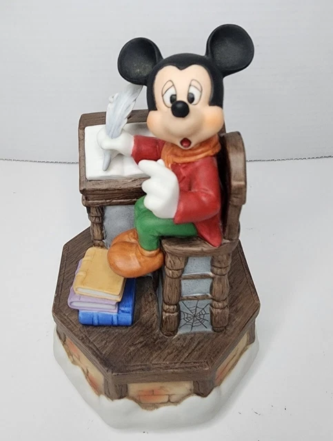 VINTAGE DISNEY SCHMID Mickey Mouse A Christmas Carol Music Box Ceramic