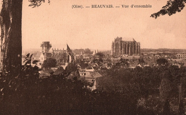 Vintage Postcard Panoramic View Of The City Of Beauvais France & The Monument