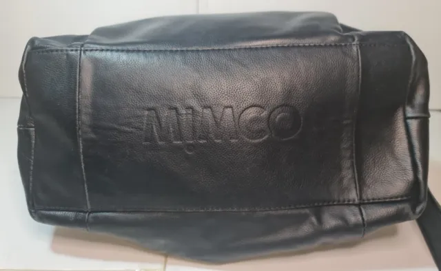 Mimco Waver Bucket Bag. Black Leather/ Gunmetal Colour With front Turnlock 3