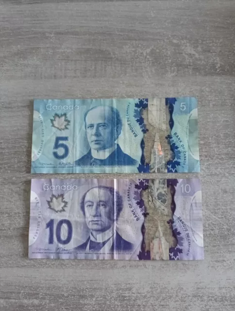 Canada - Billet de 5 Et 10  Dollars Polymère de 2013. Occasion.
