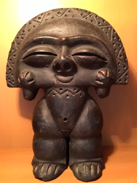 LARGE 6 lb. ANTIQUE AZTEC MAYAN PRE COLUMBIAN WARRIOR ARTIFACT FIGURE