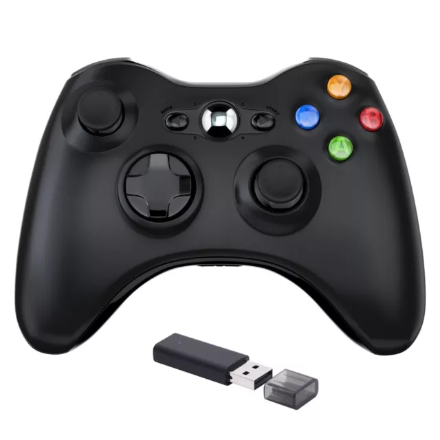 Wireless Controller Gamepad Joystick for Xbox 360 PC Windows with Receiver Black