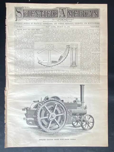 1888 VTG Scientific American Farming Cover  Page ~ Porter Traction Steam Engine