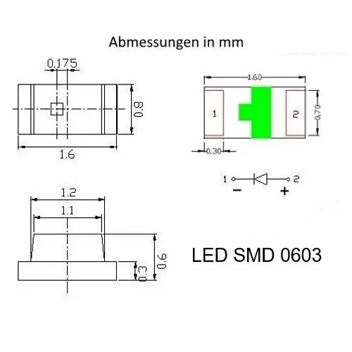 LED SMD 0603 micro mini LEDs 10 20 50 100 Stück und Set und 9 Farben AUSWAHL 2
