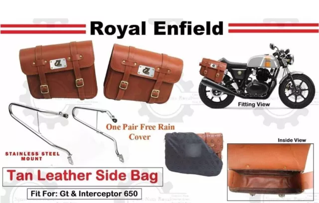 Cuir "Paire de sacoches de selle avec support SS pour Royal Enfield...