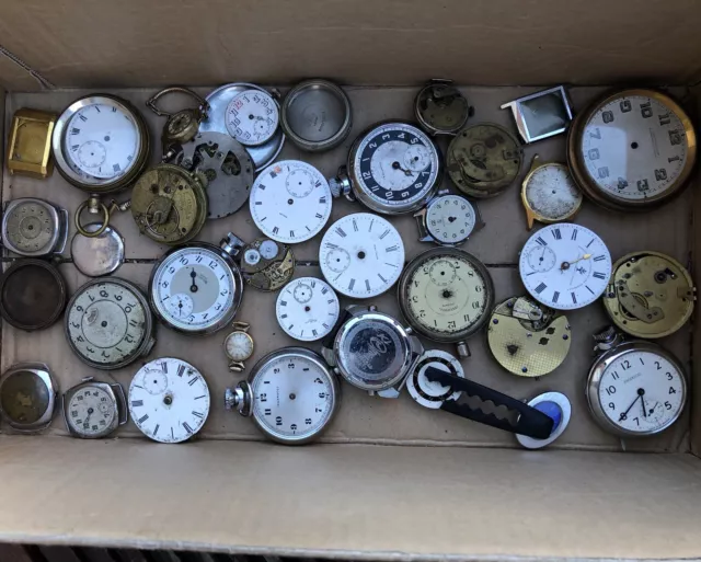 Job Lot Of Spares & Repairs Vintage Watches & Watch Parts