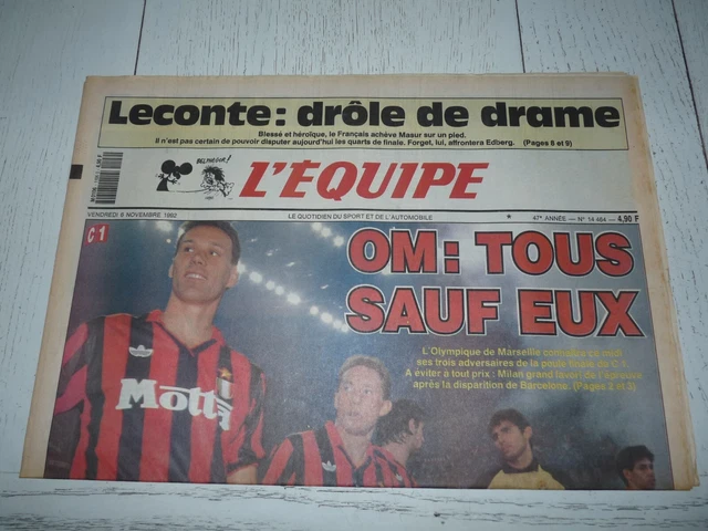 journal l'equipe 30/11/92 FOOTBALL MONACO NANTES AUXERRE MARSEILLE