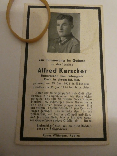 STERBEBILD 2.WK SOLDAT Frankreich Normandie St. Lo 1944 TOP RAR EUR 18