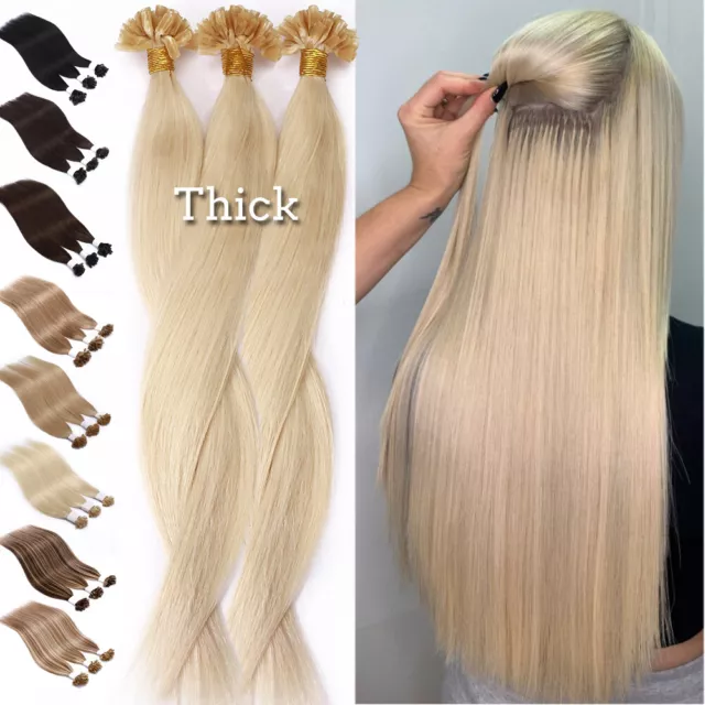 14"-24" Pre Bonded Keratin Nail U Tip Human Hair Extensions 1G Double Drawn 150G