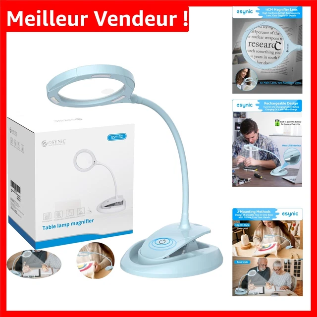 Lampe Loupe 5X LED Rotation à 360 Degrés 3 Couleur 10 Luminosité Réglable Pince LED[1031