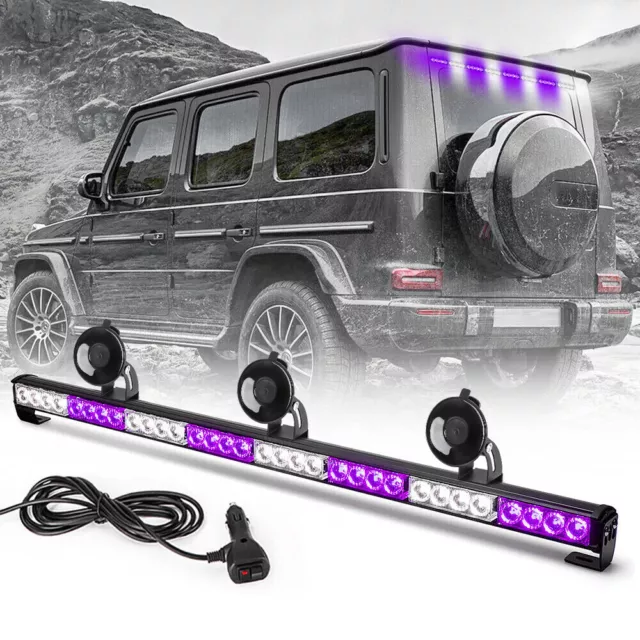 35" LED Strobe Emergency Warning Flashing Light Bar Traffic Advisor Purple/White