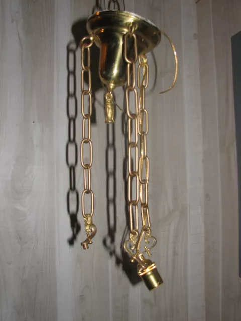 Brass Chandelier One Light Gravity Fixture - No Shade