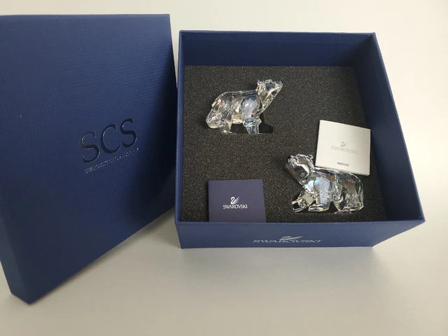 Swarovski Crystal Figurine Scs 2011 Polar Bear Cubs Moonlight 1079156 Mib