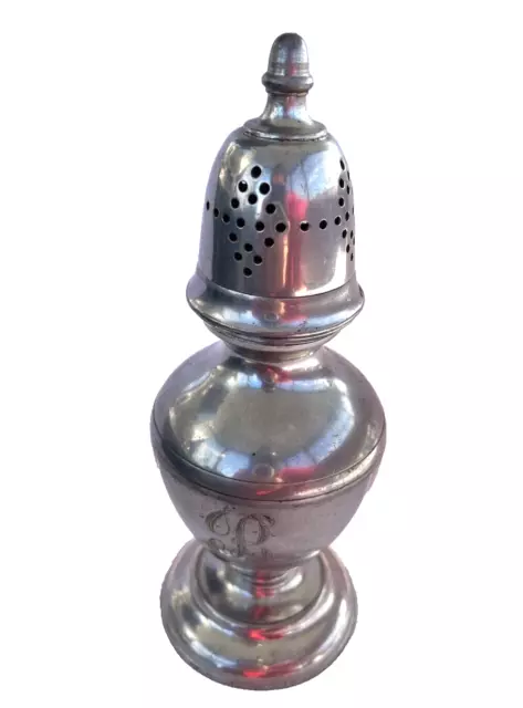 Vintage Stieff Pewter Colonial Williamsburg 66 Sugar Shaker Muffineer Monogram B